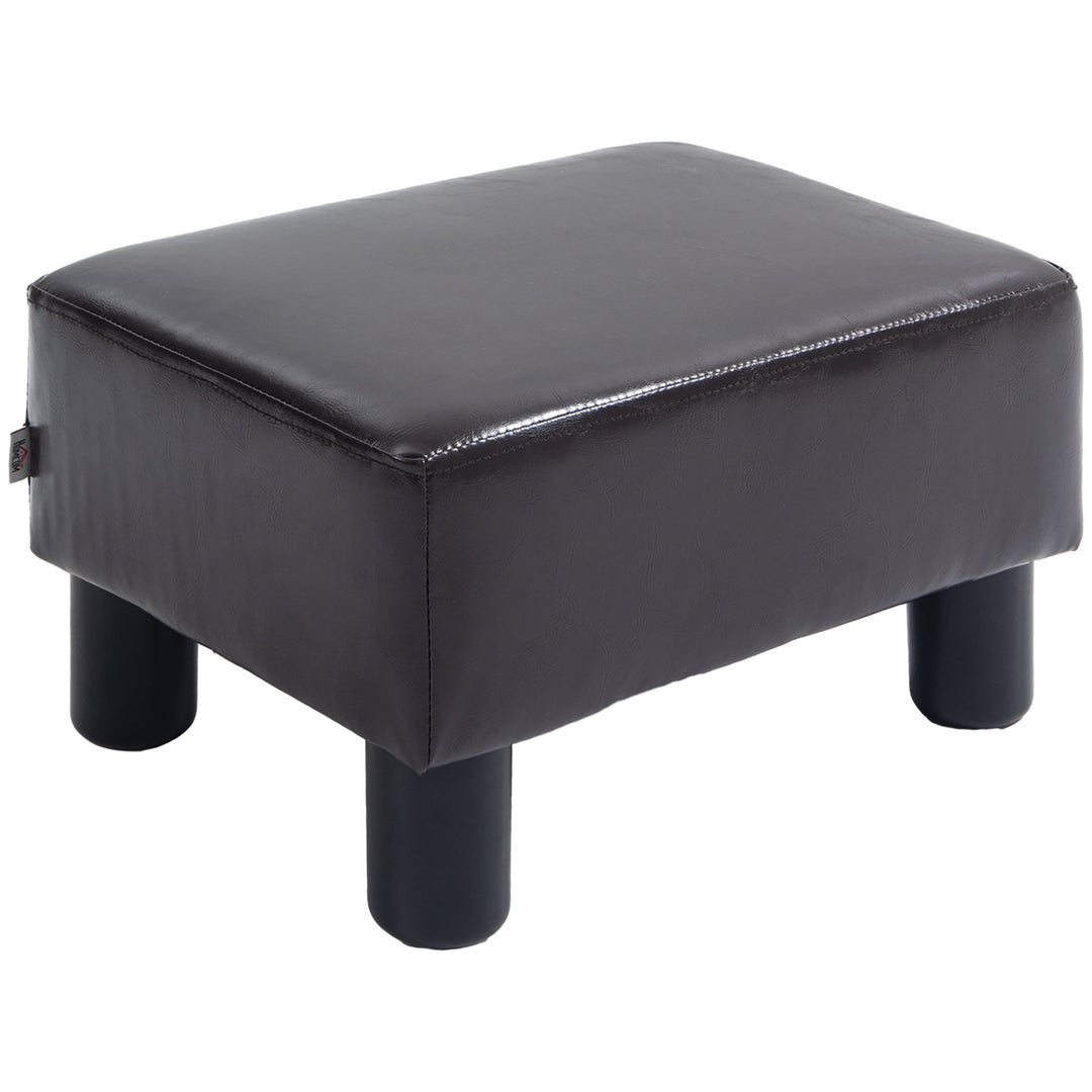 PU Faux Leather Footstool Ottoman Cube w/ 4 Plastic Legs Black