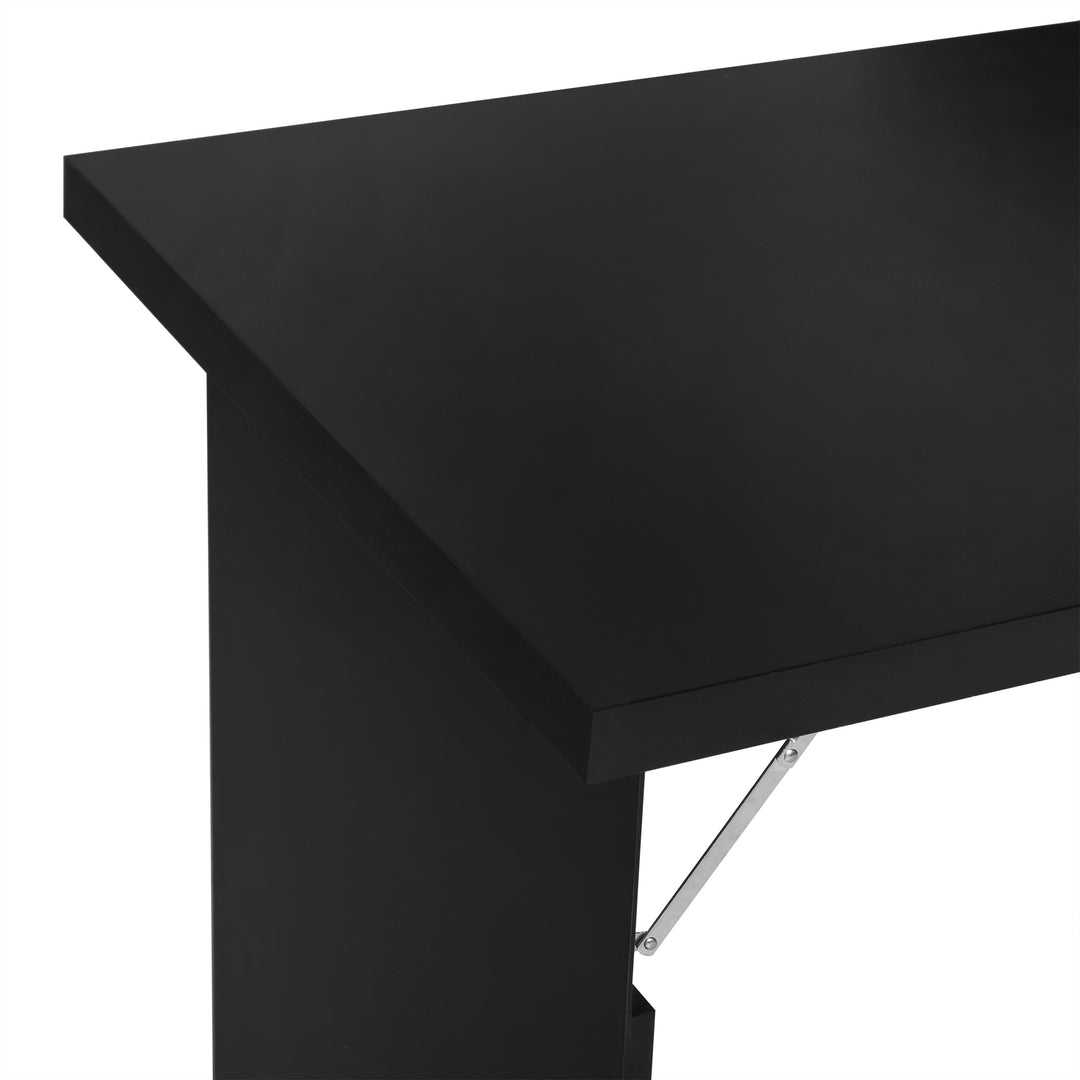 Folding Wall-Mounted Drop-Leaf Table With Chalkboard Shelf Multifunction Black