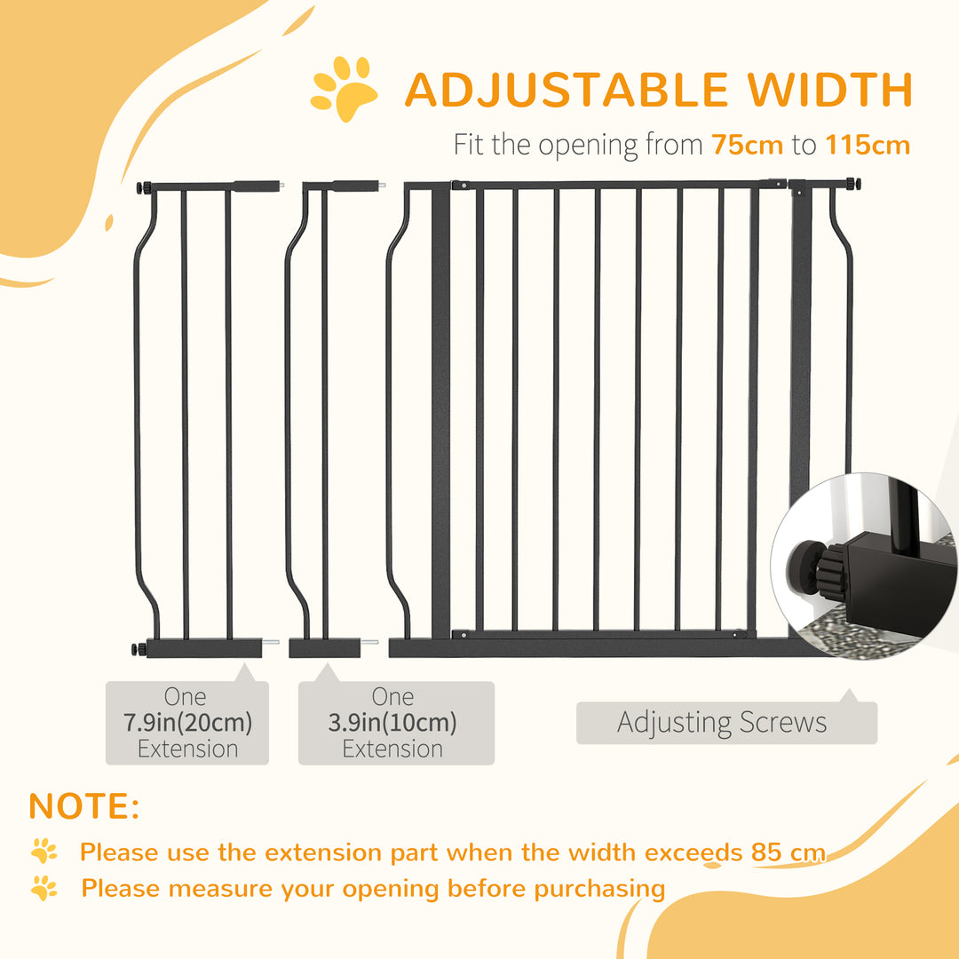 Wide Dog Safety Gate, with Door Pressure, for Doorways, Hallways, Staircases - Black