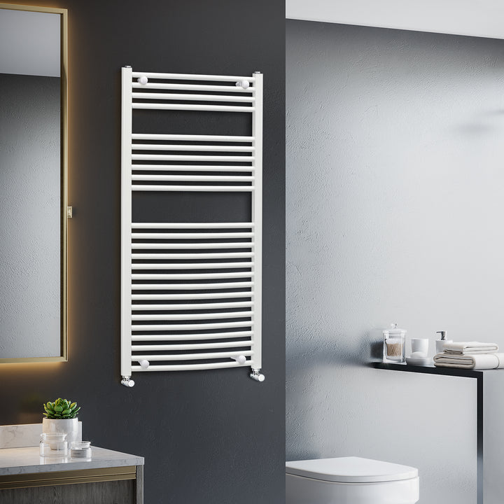 Straight Heated Towel Rail, Hydronic Bathroom Ladder Radiator Towel Warmer For Central Heating 600mm x 1200mm, White