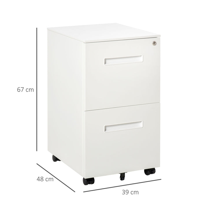 Vinsetto Mobile File Cabinet Vertical Home Office Organizer Filing Furniture with Adjustable Partition for A4 Letter Size, Lockable White