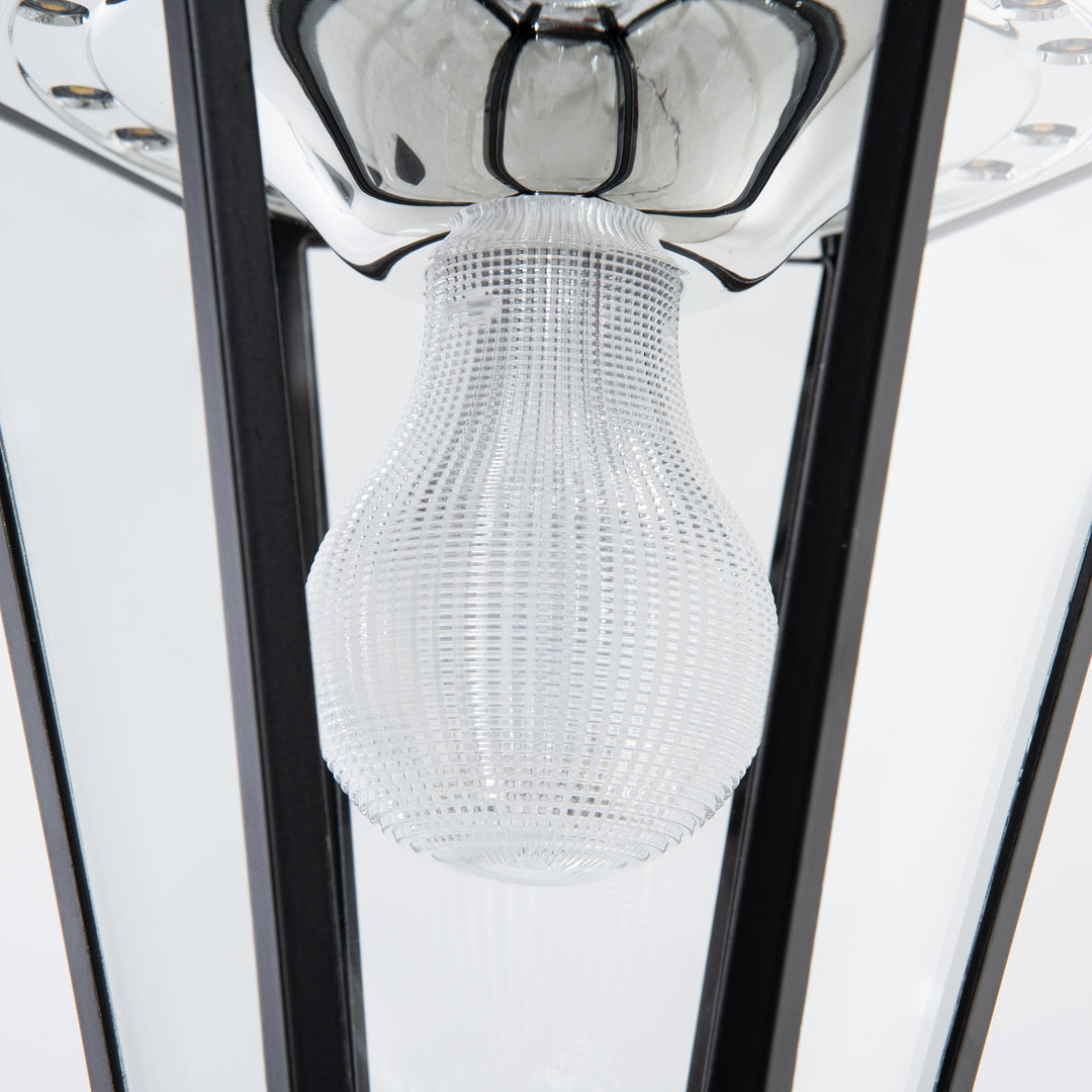 Garden Lamp Post, Outdoor Lantern Lamp with Aluminium Frame, Black