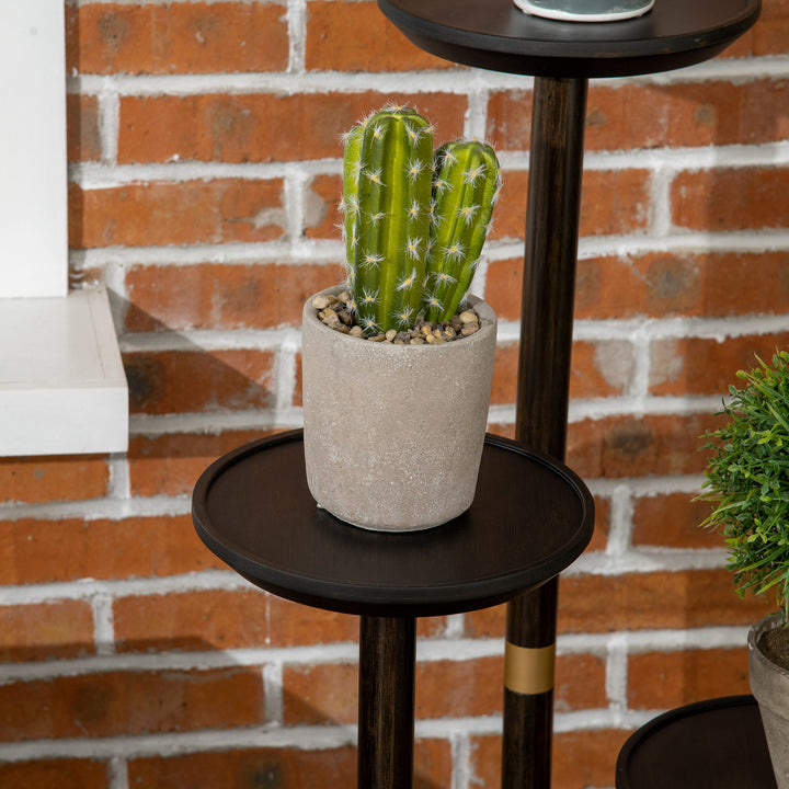 3-Tier Plant Stand, Plant Shelf Rack,  Bamboo Display Stand, 46x46x86cm, Dark Walnut