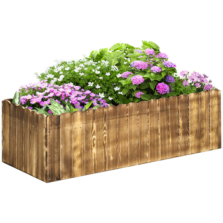 Garden Flower Raised Bed Pot Wooden Large Rectangle Planter (100L x 40W x 30H (cm)