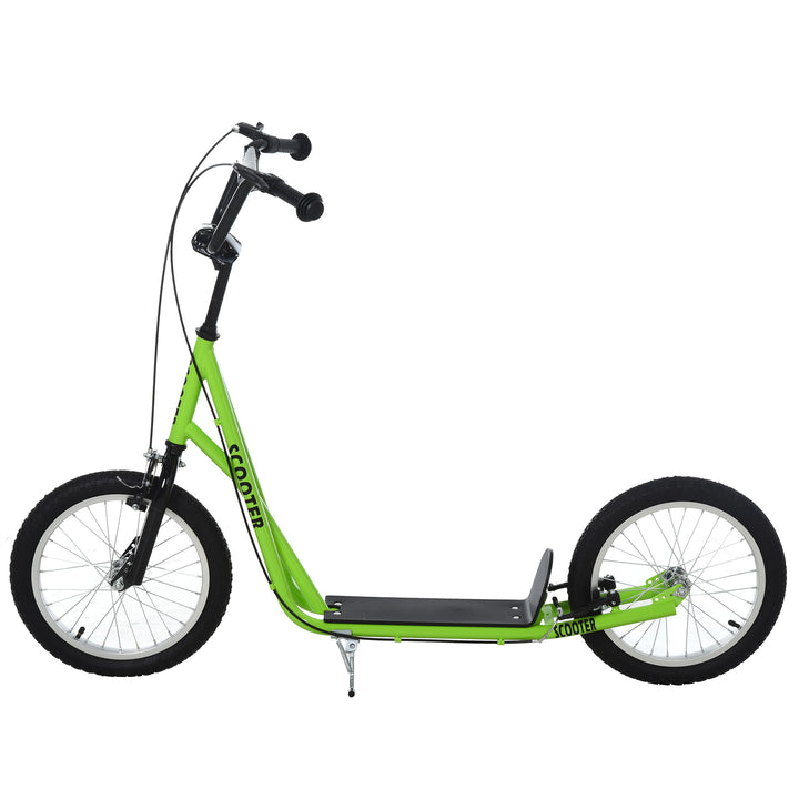 Teen Kids Stunt Scooter Adjustable Handlebar 2 Brakes Ride On 16 Inch Rubber Tyres Green