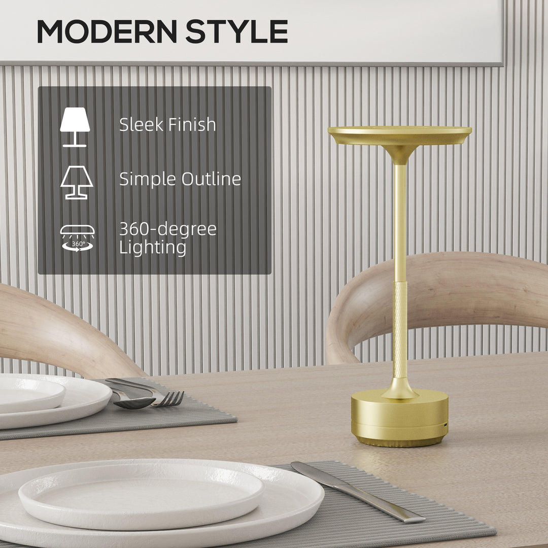 Cordless Table Lamp, Touch LED Desk Lamp with 4000mAh Rechargeable Battery, Gold Tone