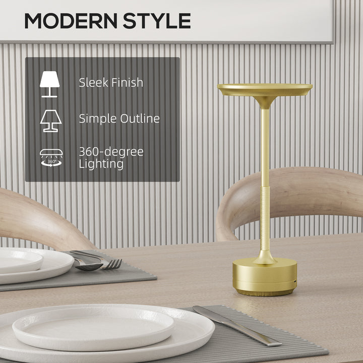Cordless Table Lamp, Touch LED Desk Lamp with 4000mAh Rechargeable Battery, Gold Tone