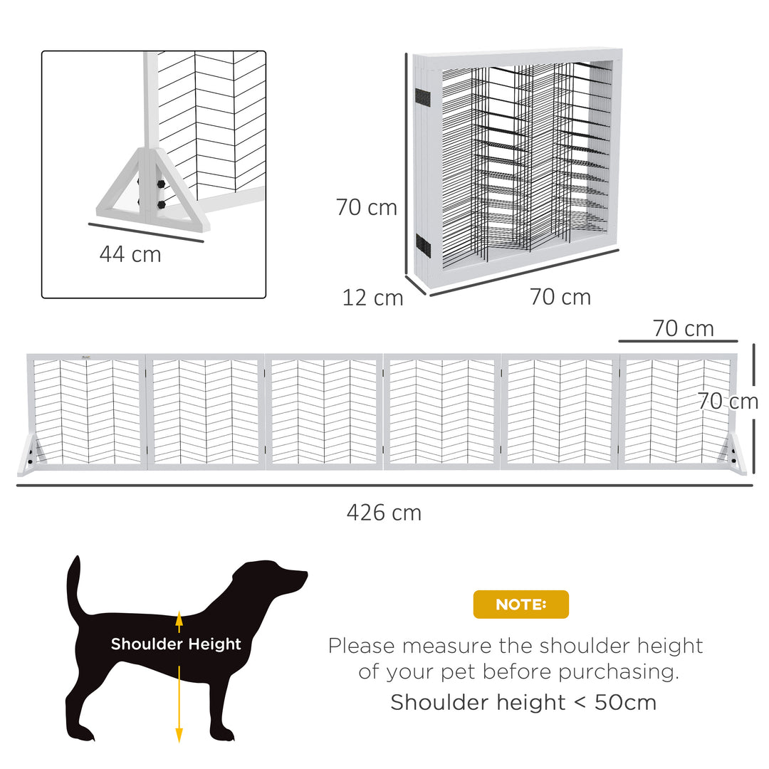 Wooden Pet Gate Barrier w 2PCS Support, for Small Medium Dogs-White