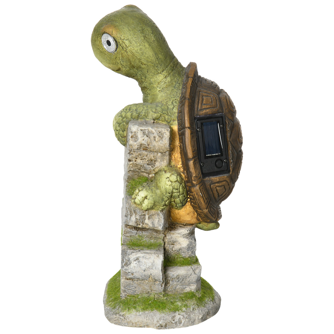 Vivid Tortoise Art Sculpture with Solar LED Light, Colourful Garden Statue, Outdoor Ornament Home Decoration for Porch, Deck, Grass