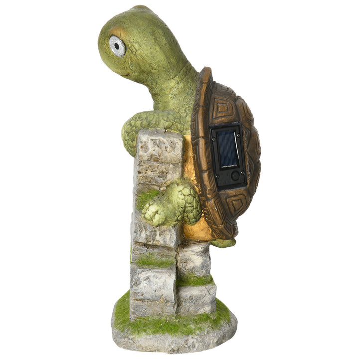 Vivid Tortoise Art Sculpture with Solar LED Light, Colourful Garden Statue, Outdoor Ornament Home Decoration for Porch, Deck, Grass