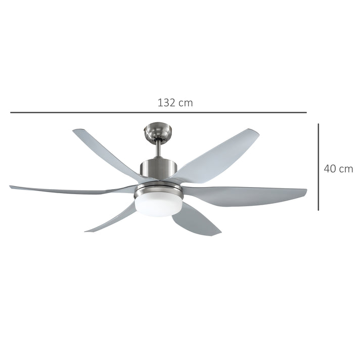 Reversible Ceiling Fan with Light, 6 Blades Indoor Modern Mount LED Lighting Fan with Remote Controller, for Bedroom, Living Room, Silver