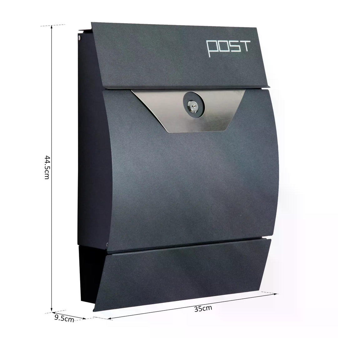 Lockable Mail Box, Wall-mounted, Steel-Grey