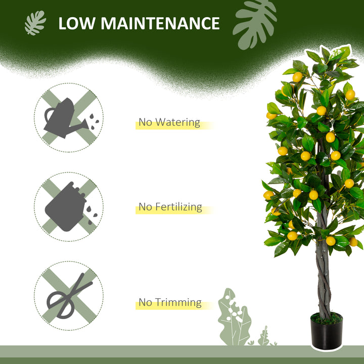 Artificial Lemon Tree Fake Decorative Fruits Plant in Nursery Pot for Indoor Outdoor Décor, 135cm