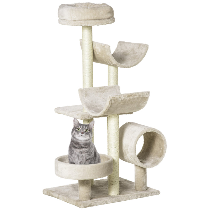 Cat Tree, Plush, 50Lx40Wx105H cm-Beige