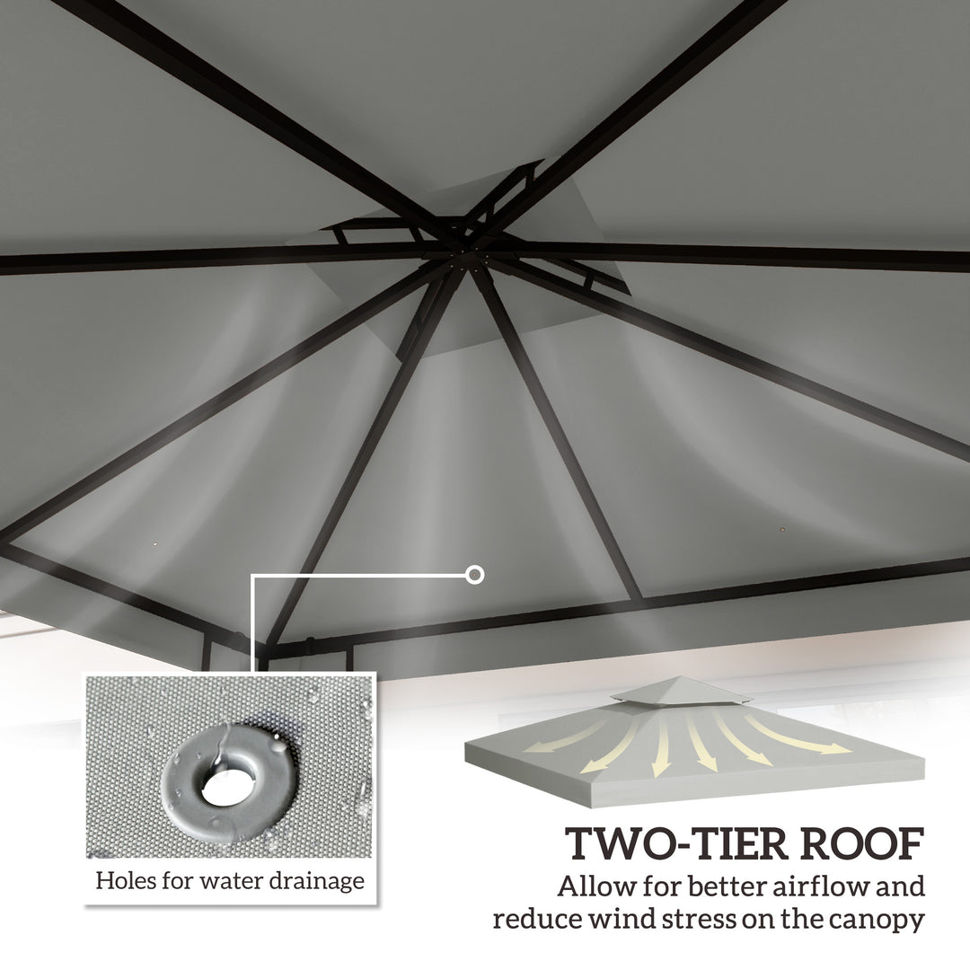 Outsunny 3 x 3(m) Gazebo Canopy Roof Top Replacement Cover Spare Part Light Grey (TOP ONLY)