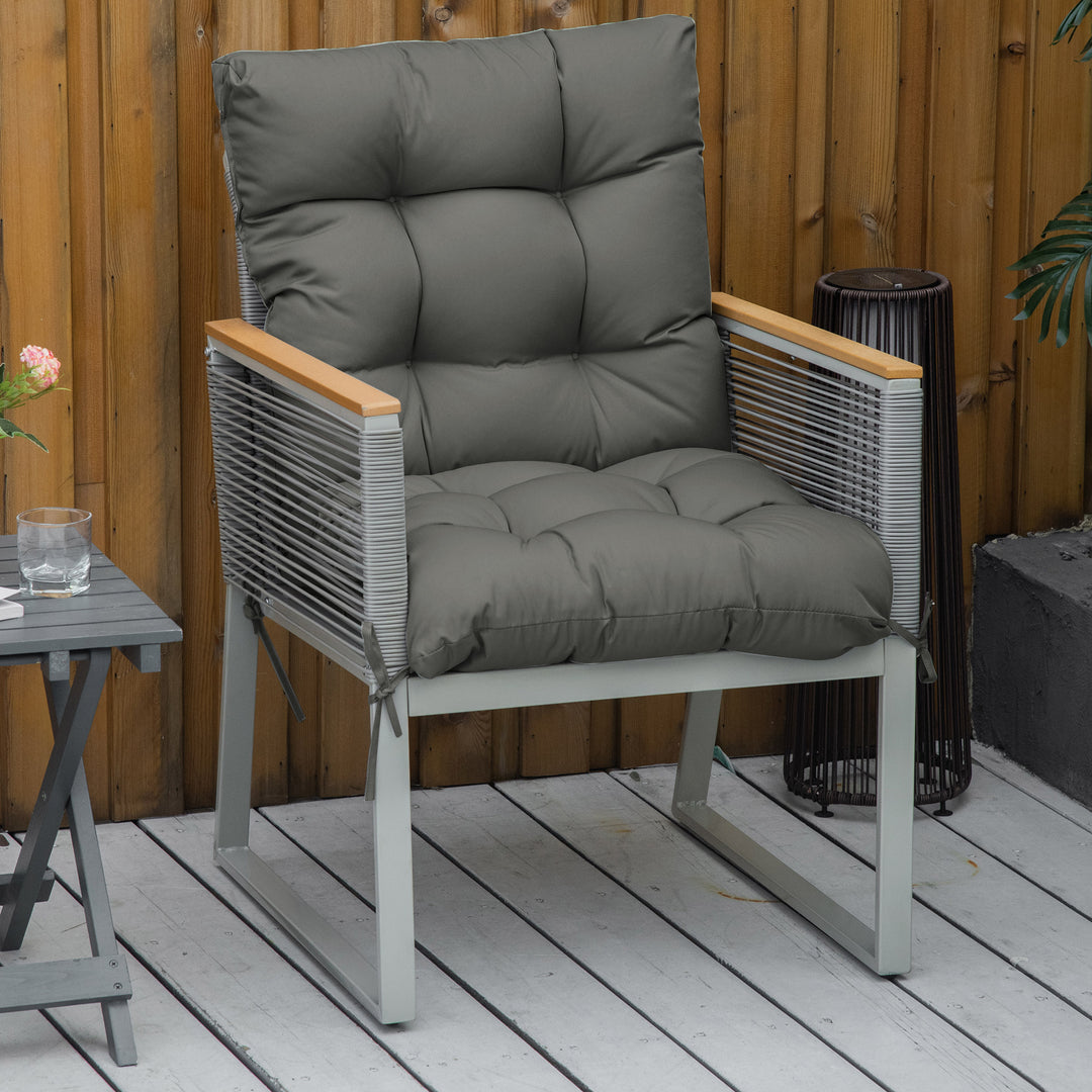 Garden Back Chair Cushion Pad with Backrest for Outdoor & Indoor Use, Light Grey