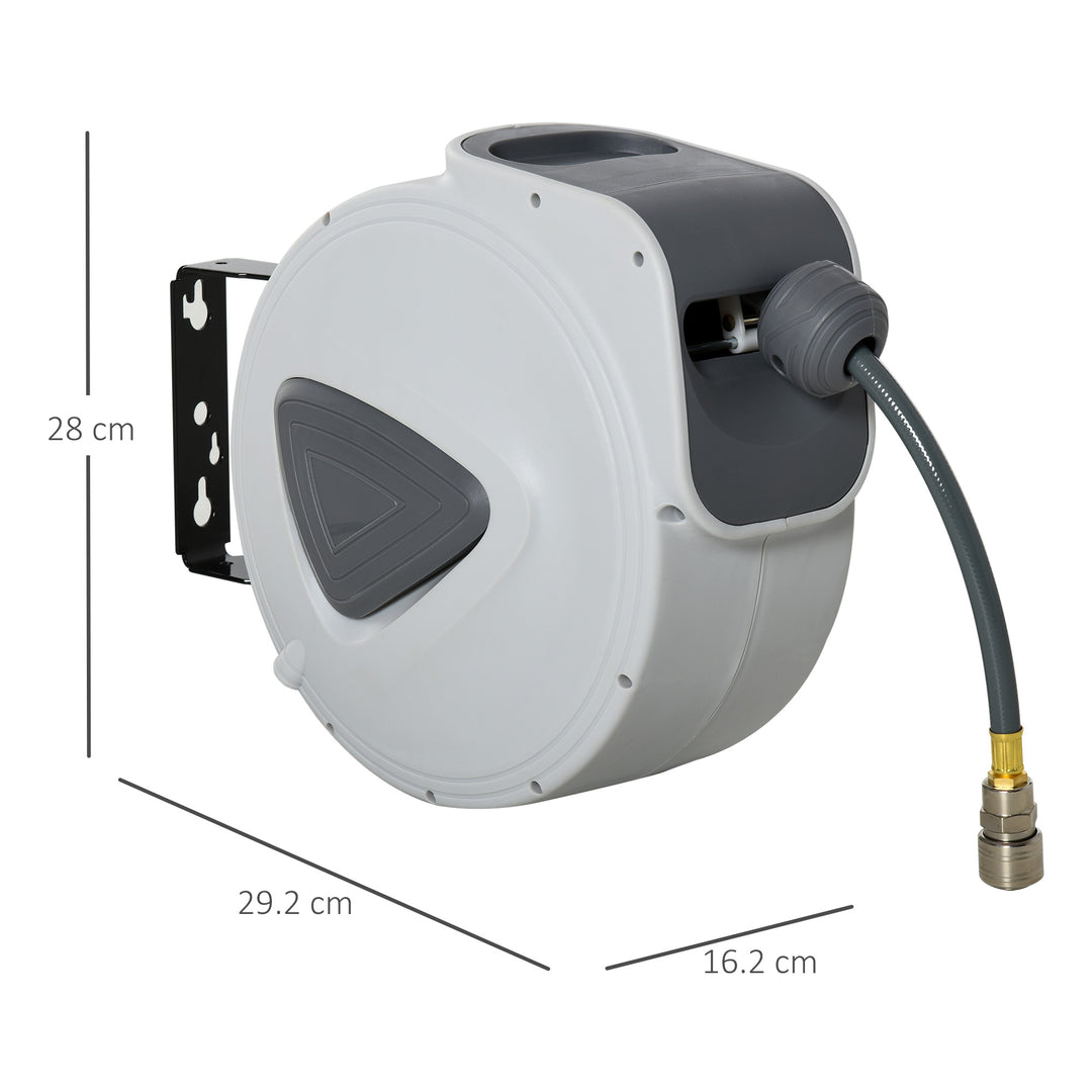 DURHAND Retractable Air Hose Reel 10m+90cm (Hose Diameter 3/8" 9.5mm), Hose Connector 1/4" BSP, Wall Mount Auto Rewind Hose-Reel