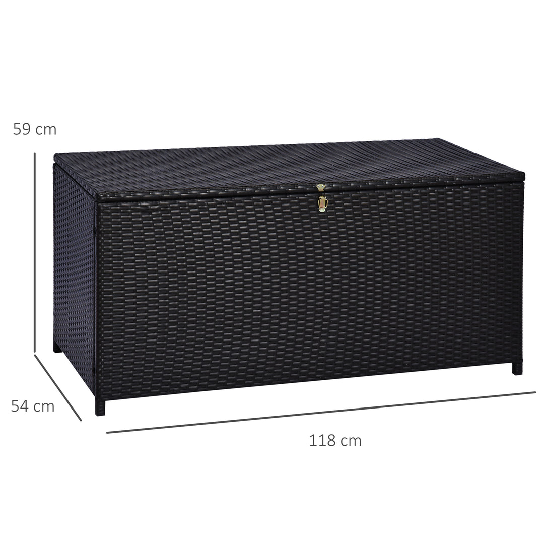 Rattan Storage Box Outdoor Indoor Wicker Cabinet, Dark Brown