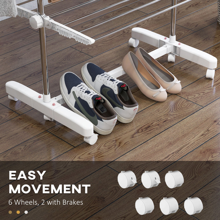 Folding Cloth Rail Adjustable Garment Rack With Wheels (4 Layer)