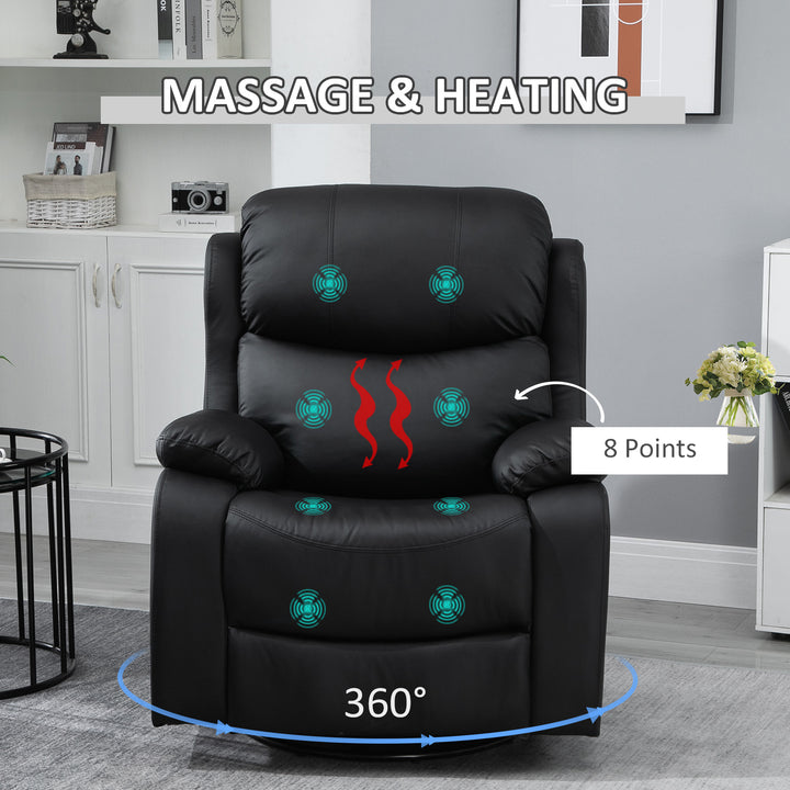 Reclining Chair with 8 Massage Points and Heat- Black