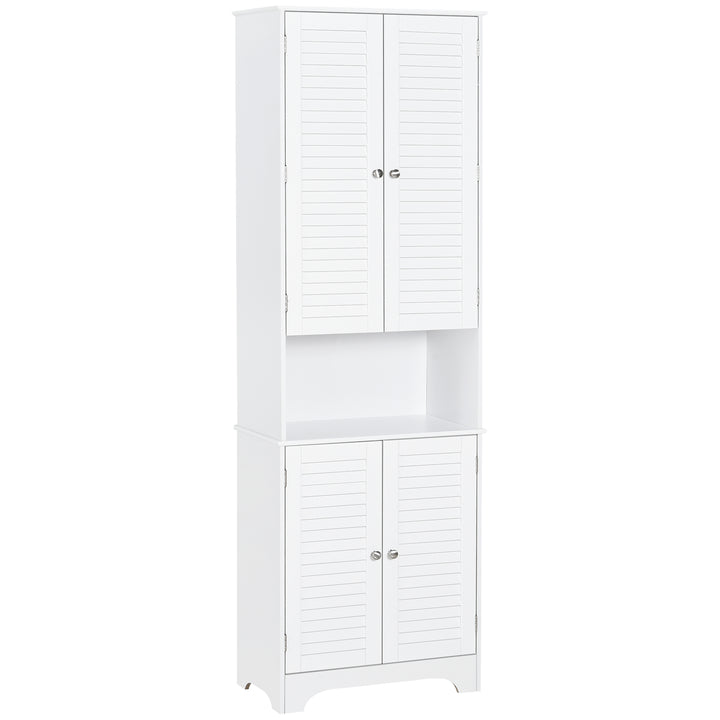 MDF Freestanding 6-Tier Bathroom Storage Cabinet White