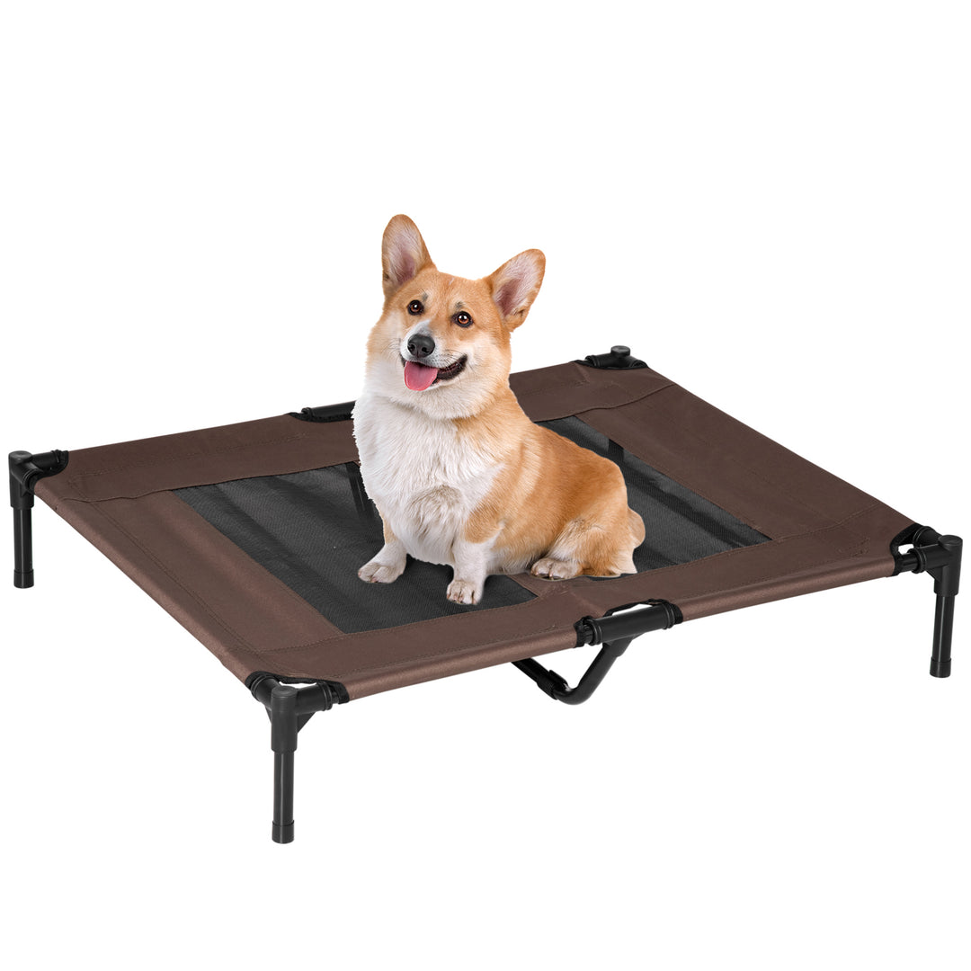 PawHut Large Raised Dog Bed Cat Elevated Lifted Cooling Portable Camping Basket Outdoor Indoor Mesh Pet Cot Metal Frame