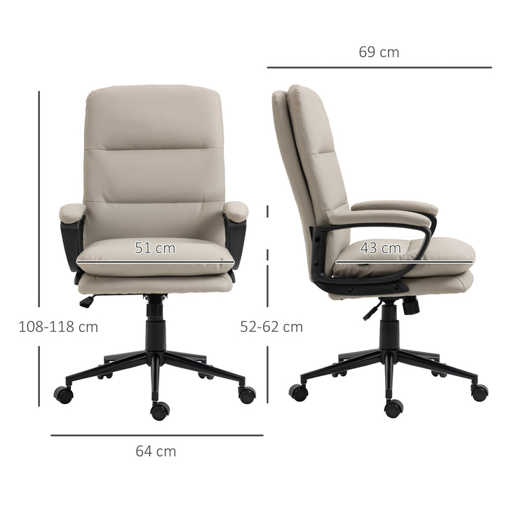 High Back Office Chair, Swivel Wheels, Adjustable Height, Light Grey