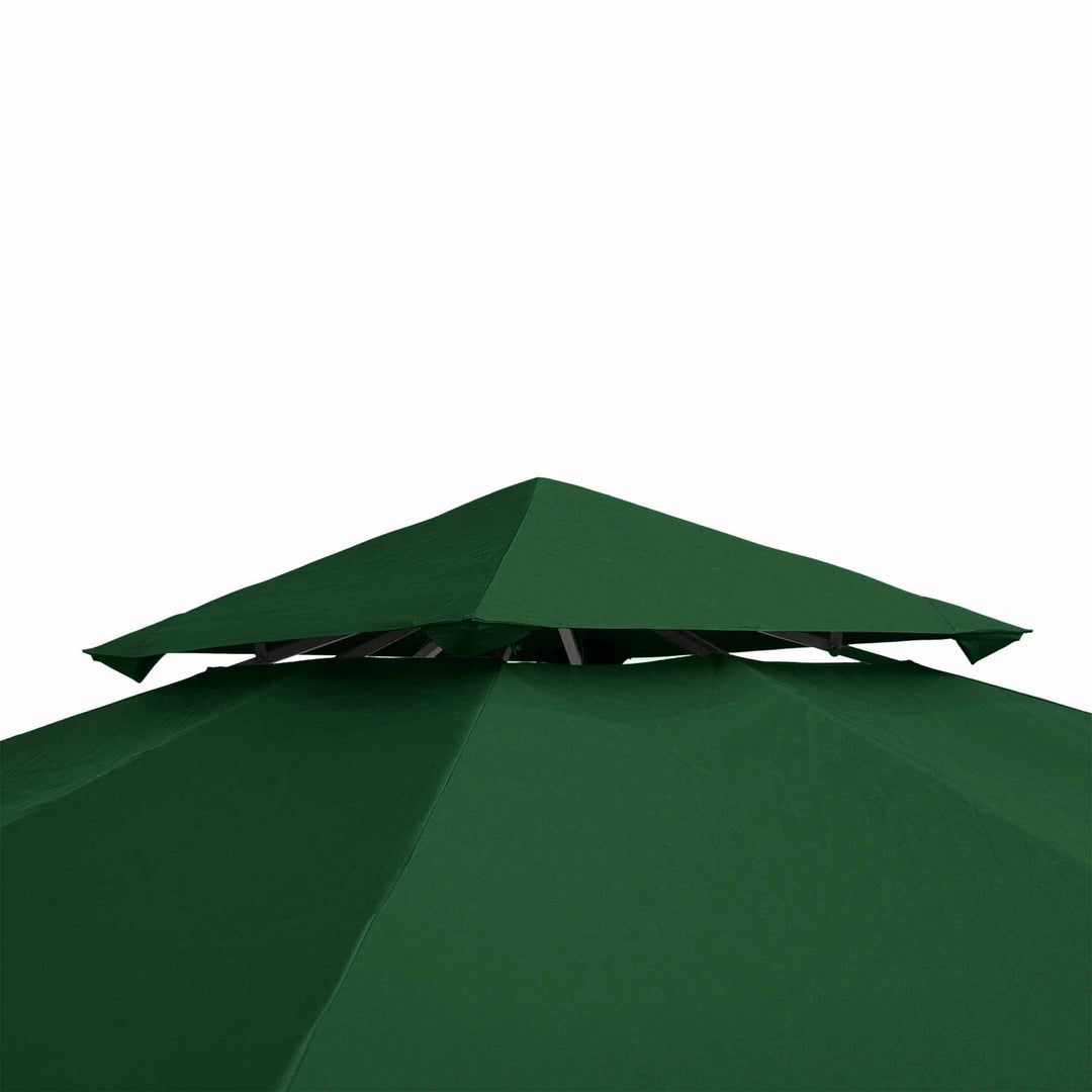 3 x 3 m Gazebo Top Cover Double Tier Canopy Replacement Pavilion Roof Dark Green