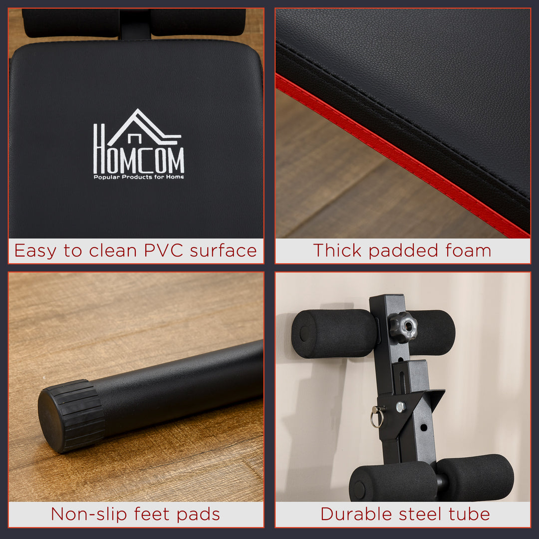 HOMCOM Steel Foldable Home Sit-Up Bench Red/Black