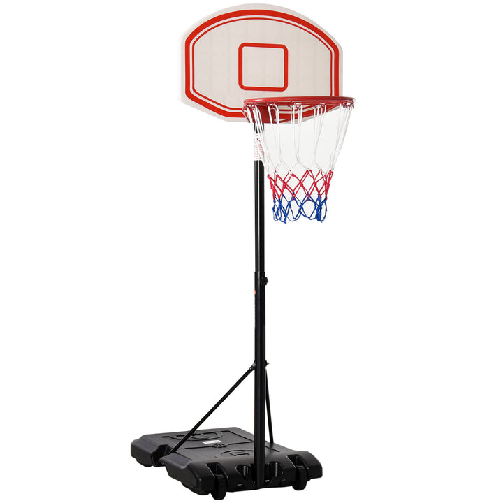 Portable Basketball Stand 175-215cm Adjustable Height Sturdy Rim Hoop w/ Large Wheels Stable Base Net Free Standing