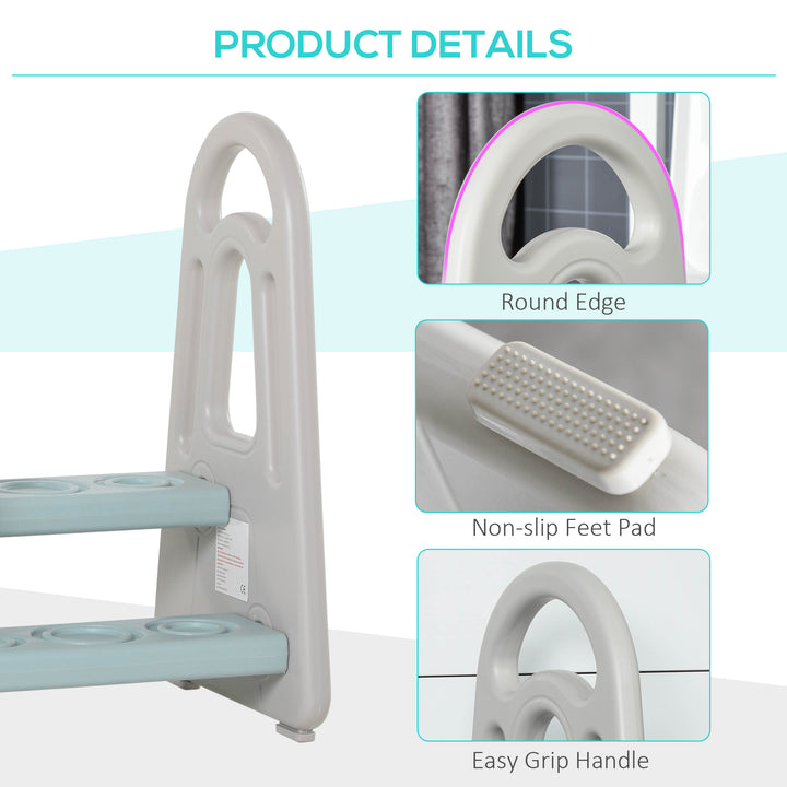 Two Step Stool for Kids Toddlers Ladder or Toilet Potty Training Bathroom Sink Bedroom Kitchen Helper with Non-slip Handle and Feet Pad