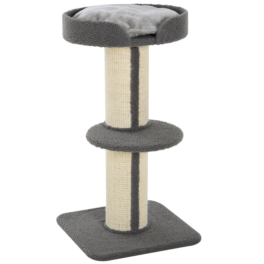 81cm Cat Tree Kitten Activity Center Tower Sisal Scratching Posts Lamb Cashmere Perches Grey