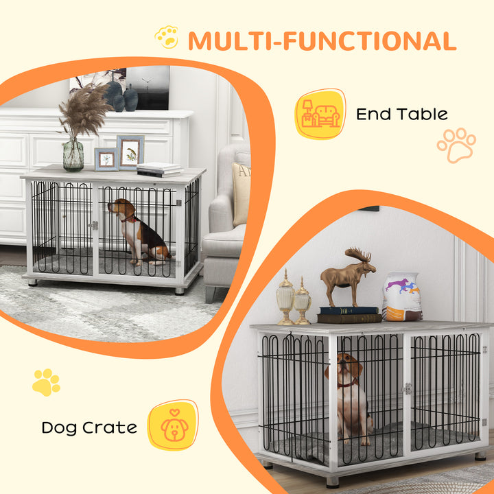 Indoor Dog Crate Furniture, Side End Table, w/ Soft Washable Cushion