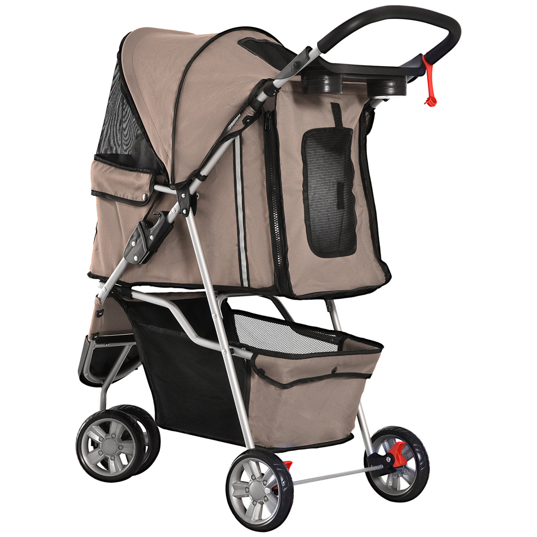 Pawhut Dog Pram Pet Travel Stroller Dog Pushchair W/Three Wheels-Coffee