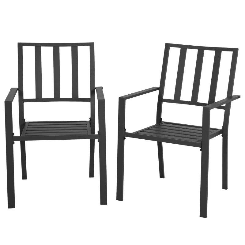 Patio Dining Chairs with Metal Slatted Design