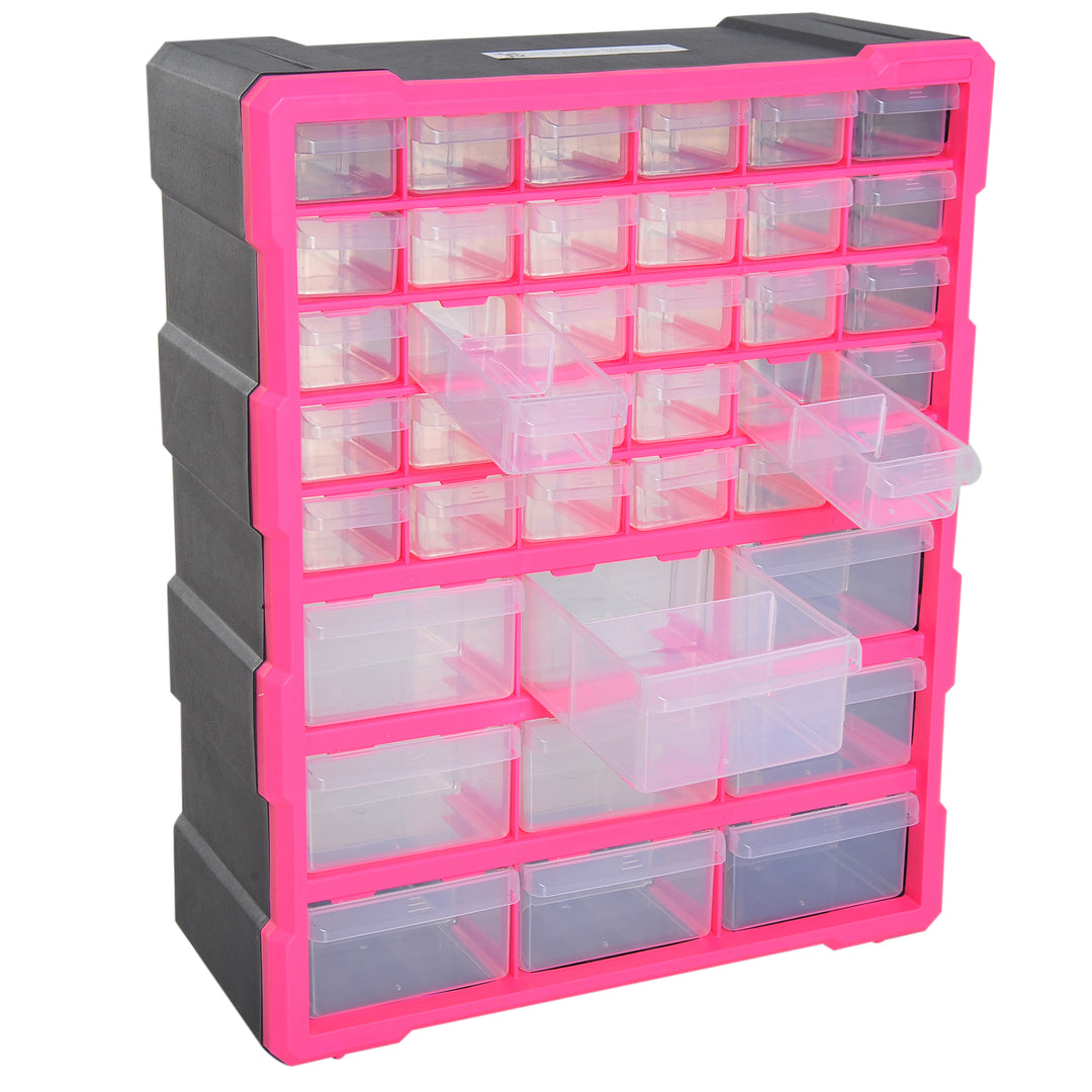 39 Drawer Storage Cabinets, 38Lx16Dx47.5H cm, Plastic-Rose Red