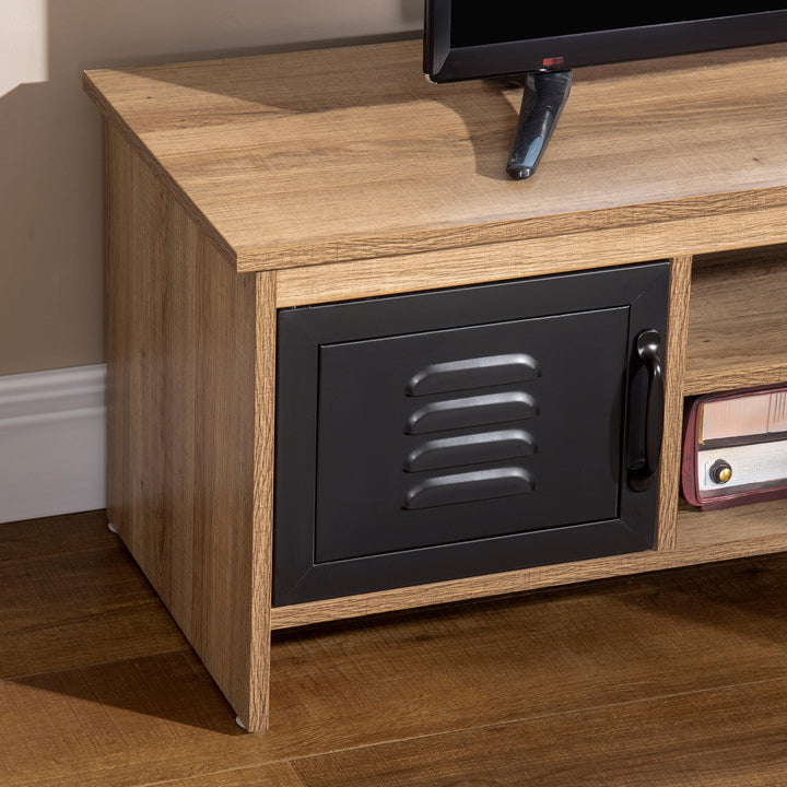 TV Stand Cabinet Unit for TVs up to 42 Inches with 2 Drawers and 2 Storage Compartment Wire Hole Entertainment Console for Living Room Black