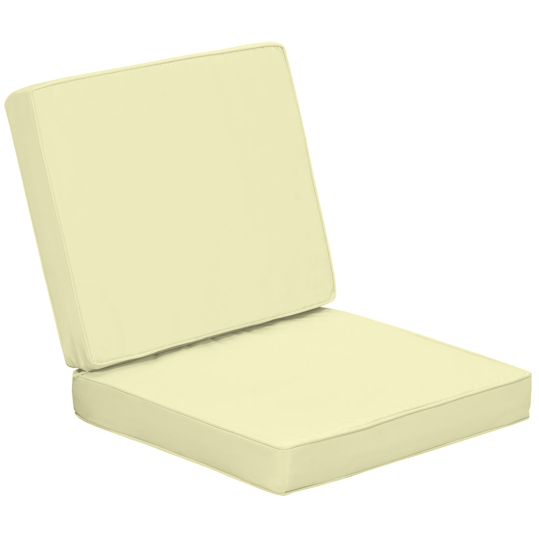 Set of 2 Garden Seat and Back Cushion Set, Seat Cushion and Back Cushion - Cream White