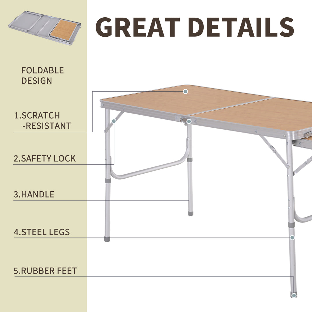 Aluminium MDF-Top 4ft Folding Portable Outdoor Table Silver