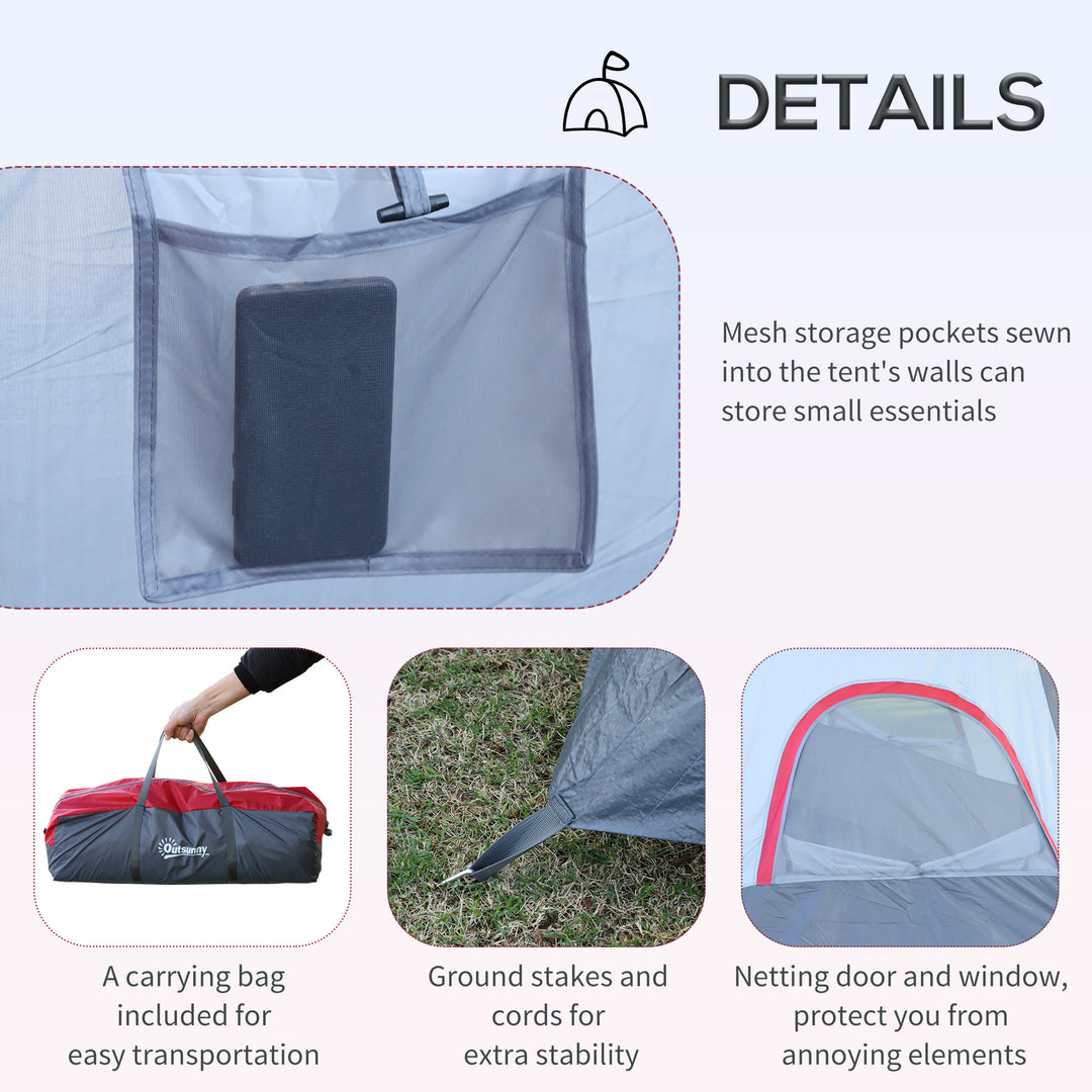 5-6 Man Dome Camping Tent Hiking Shelter UV Protection Water Resistant Tunnel Sun Shade - Grey