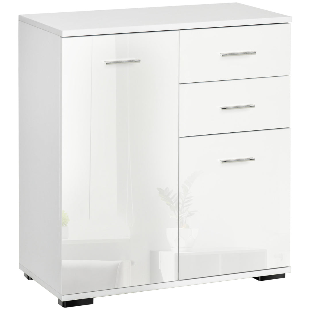 High Gloss Side Cabinet, size 71x35x76 cm-White