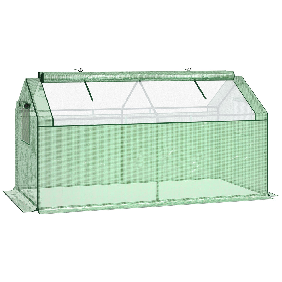 Outsunny Mini Greenhouse Portable Garden Greenhouse Metal Frame Growhouse with Large Zipper Windows for Plants, 180 x 92 x 92 cm