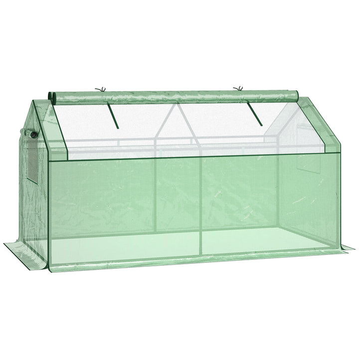 Outsunny Mini Greenhouse Portable Garden Greenhouse Metal Frame Growhouse with Large Zipper Windows for Plants, 180 x 92 x 92 cm
