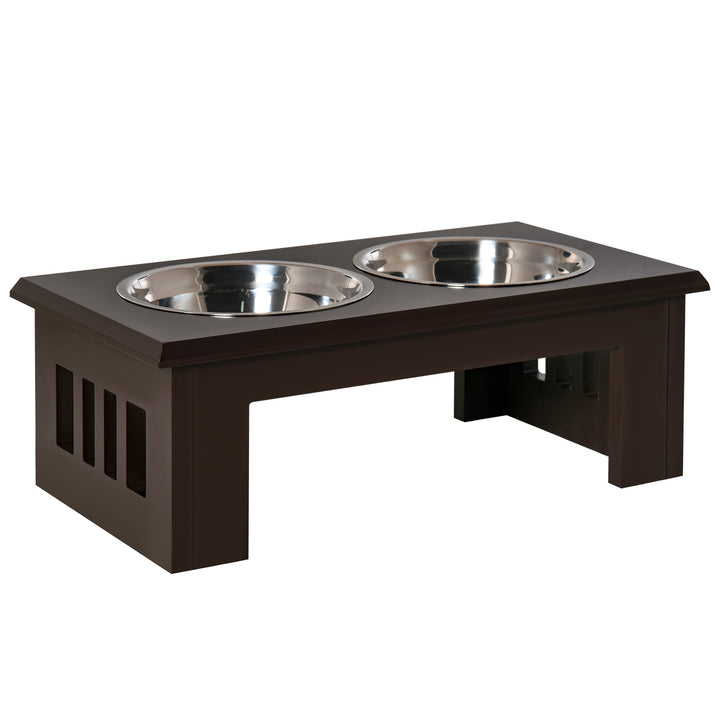 Pawhut Stainless Steel Pet Feeder, 58.4Lx30.5Wx25.4H cm-Brown