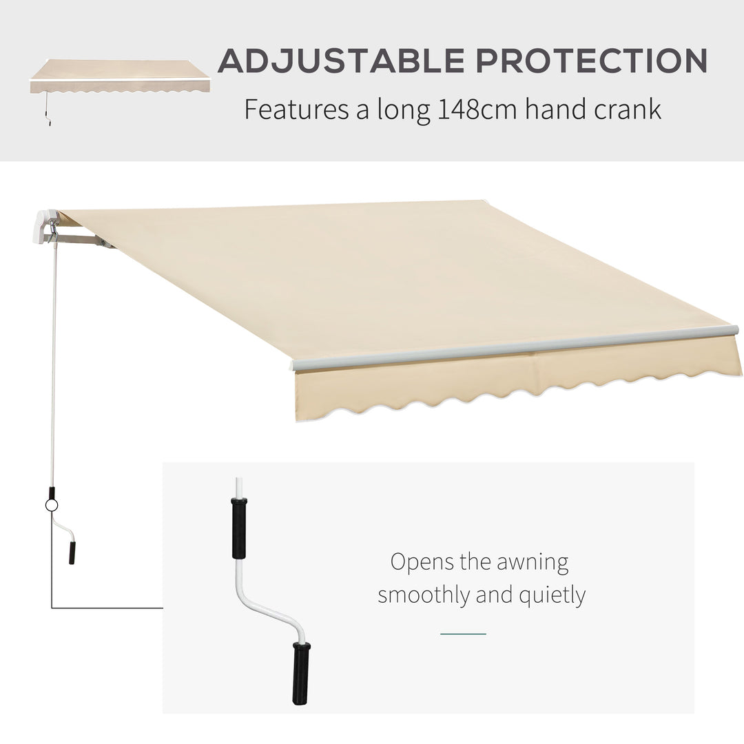 3.5M x 2.5M Manual Awning Canopy Retractable Sun Shade Shelter Winding Handle for Garden Patio Beige