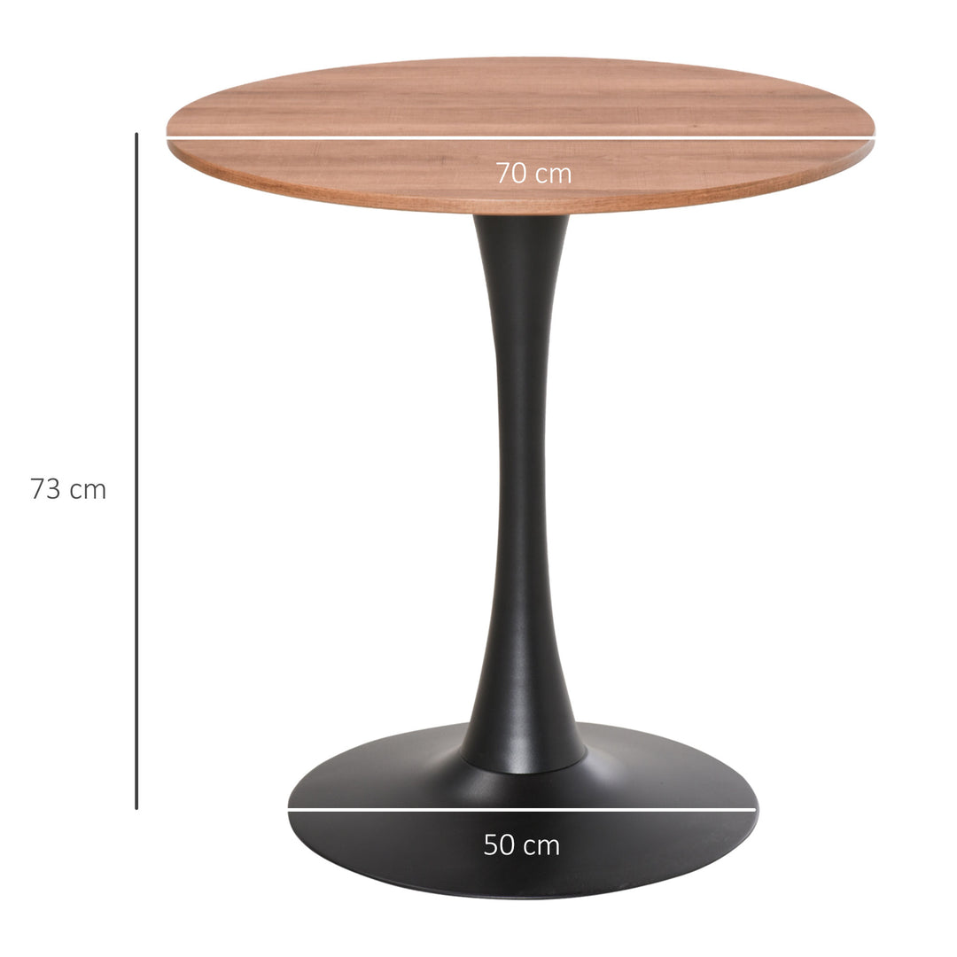 Modern Round Dining Table Leisure Coffee Bistro Table with Metal Base for Kitchen &amp; Dining Room Brown