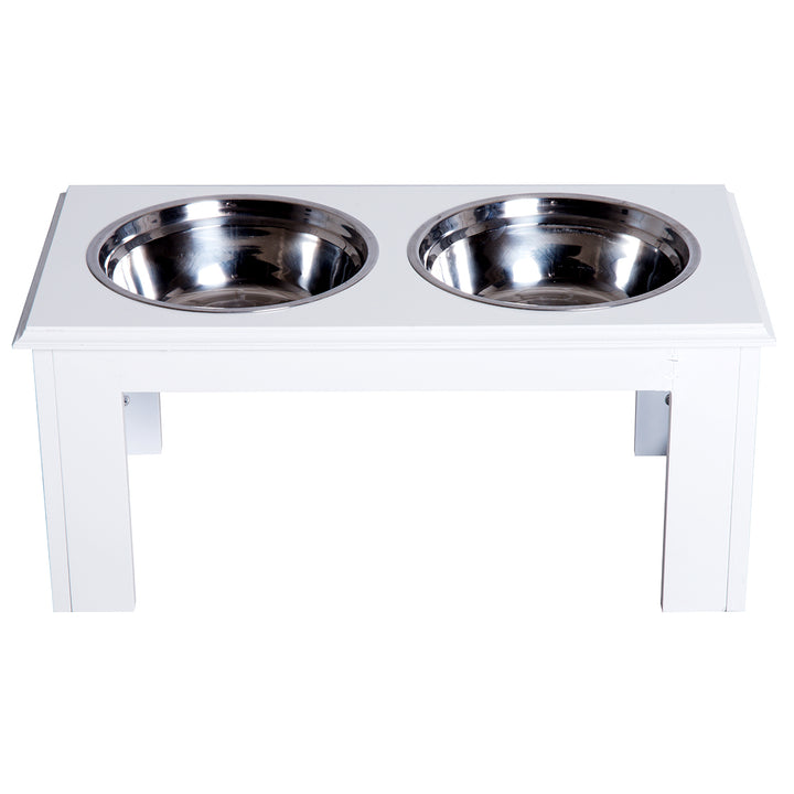 Pawhut Stainless Steel Pet Feeder, 58.4Lx30.5Wx25.4H cm-White