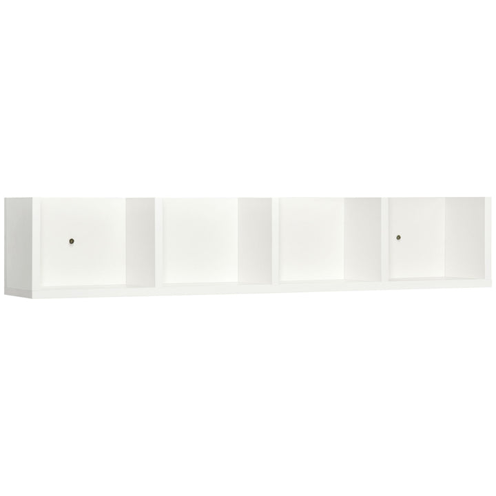 Wall Mount 84 CD / 56 DVD/Blu-ray/ Media Storage Rack 4 Cubes Wooden Shelf Organizer Unit Bookcase Display (White)