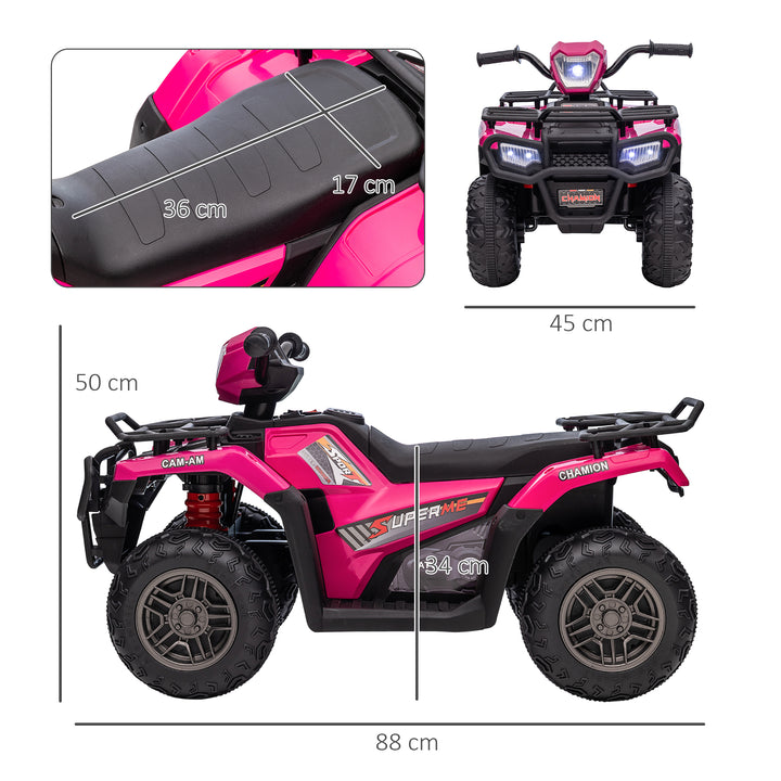 12V Kids Quad Bike with Forward Reverse Functions, Ages 3-5 Years - Pink