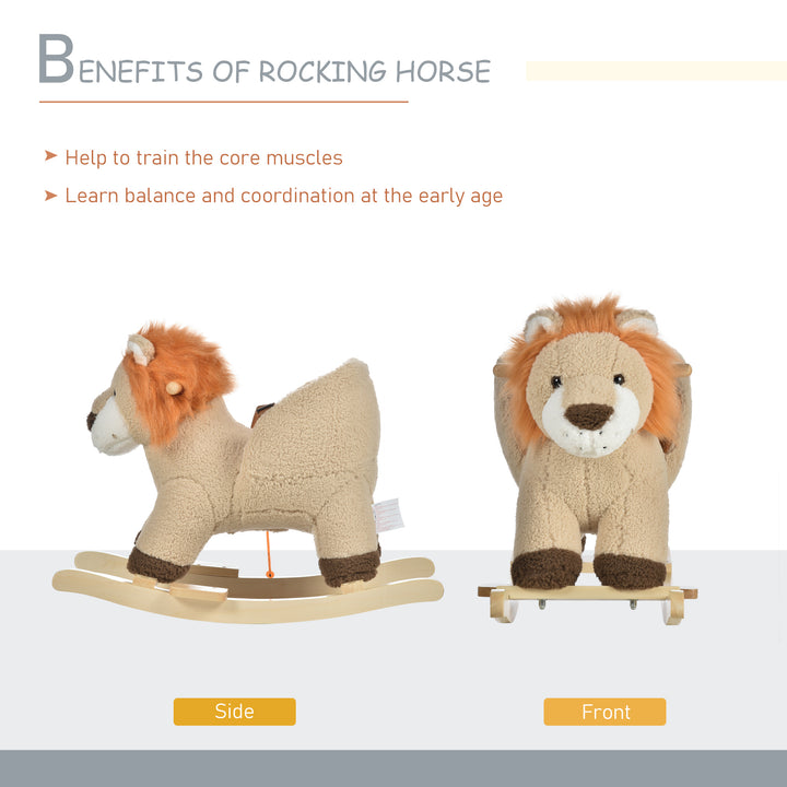 Toddlers Plush Lion Rocking Horse Brown